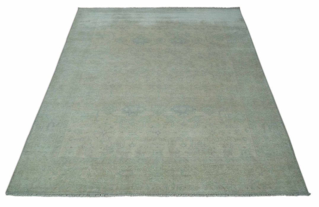 Antique look Beige and Gray Hand Knotted Oriental Oushak 8x10 wool Area Rug