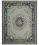 Antique Style Beige and Charcoal Aubusson design Hand Tufted 8x10 wool Area Rug