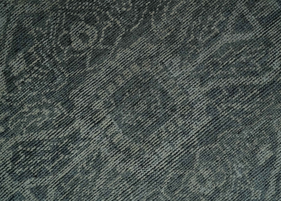 Antique Style Charcoal and Silver Traditional Heriz Medallion 8x10 wool Area Rug