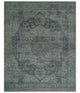 Antique Style Charcoal and Silver Traditional Heriz Medallion 8x10 wool Area Rug