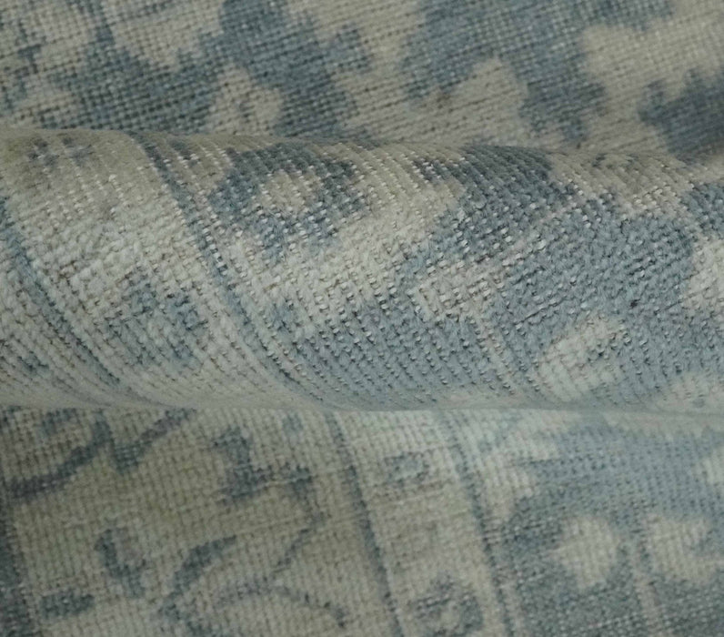 Antique Style Ivory and Charcoal Hand Knotted Traditional Oushak 2x4 wool Bedside Rug