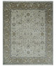 Antique Style Traditional Silver and Olive Oriental Oushak 8x10 wool Area Rug