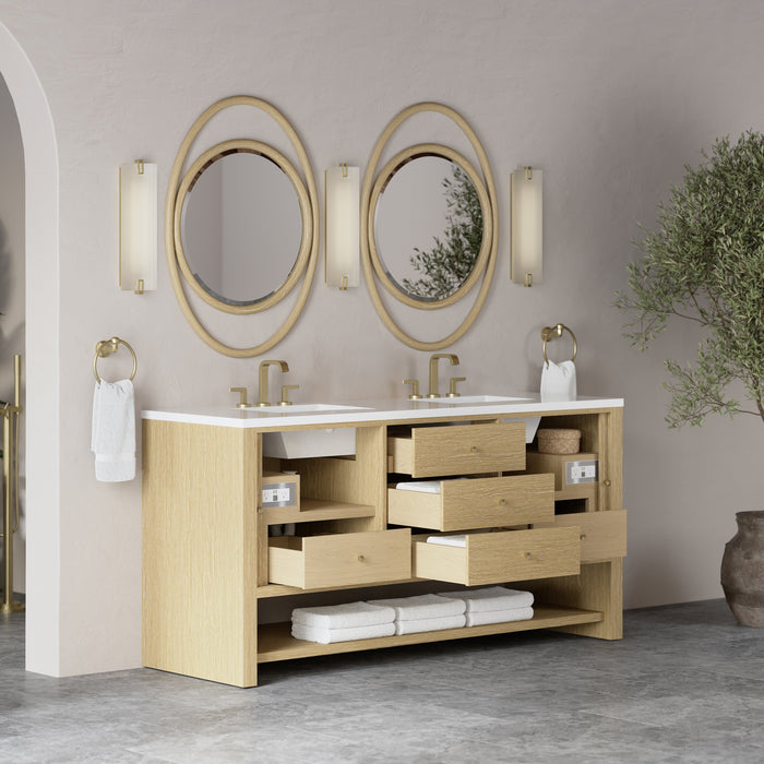 James Martin Marigot 72" Double Bathroom Vanity, Sunwashed Oak