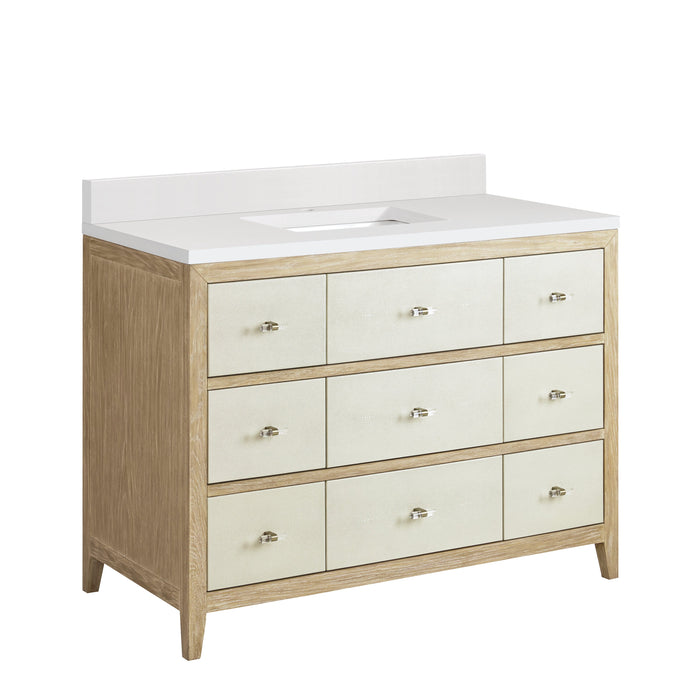 James Martin Celeste 48" Single Bathroom Vanity, Sunwashed Oak with Embossed Shagreen Drawer Fronts