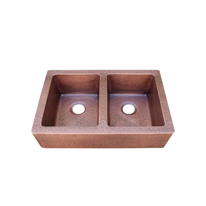 Akicon Double Bowl Custom Farmhouse Apron Copper Kichen Sink — AKS603-C