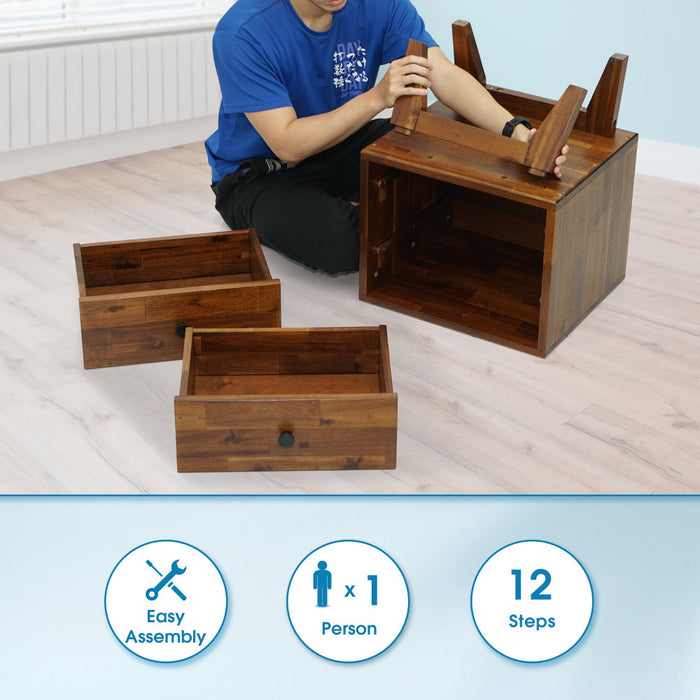 Acacia Silvia 2-Drawer Solid Wood Nightstand