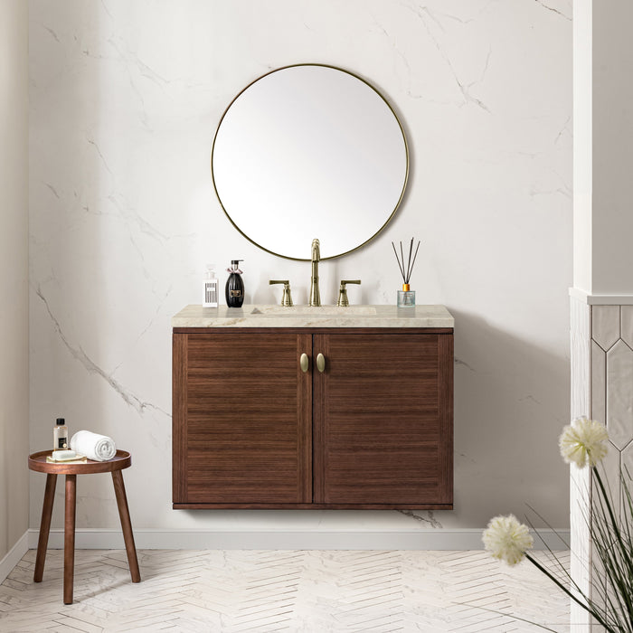 James Martin Amberly 36" Dual Mount Single Bathroom Vanity, Mid-Century Walnut