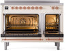 ILVE Nostalgie II 48" Electric Range, Antique White, Copper Trim UPI486NMPAWP ILVE