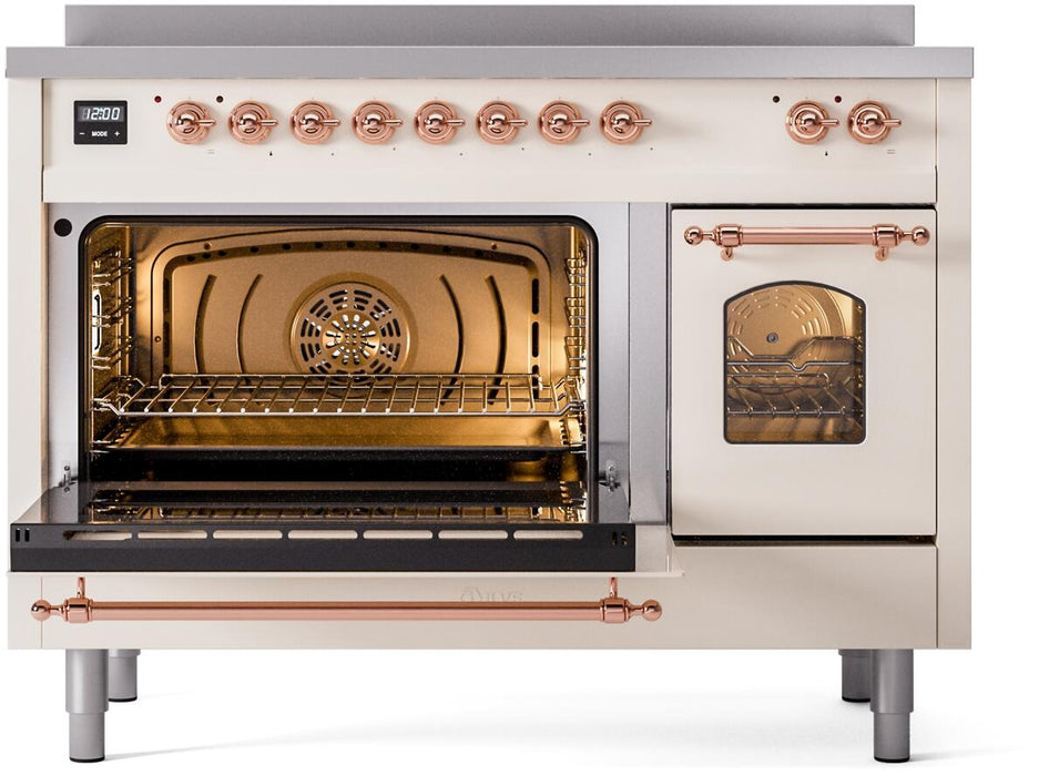 ILVE Nostalgie II 48" Electric Range, Antique White, Copper Trim UPI486NMPAWP ILVE