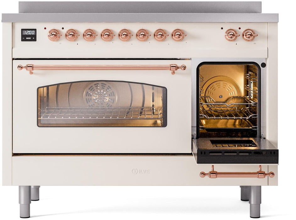 ILVE Nostalgie II 48" Electric Range, Antique White, Copper Trim UPI486NMPAWP ILVE