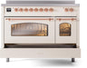 ILVE Nostalgie II 48" Electric Range, Antique White, Copper Trim UPI486NMPAWP ILVE