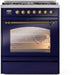 ILVE Nostalgie II 30" Dual Fuel Liquid Propane Range, Blue, Bronze Trim UP30NMPMBBLP ILVE