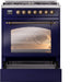 ILVE Nostalgie II 30" Dual Fuel Natural Gas Range, Blue, Bronze Trim UP30NMPMBB ILVE