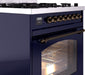 ILVE Nostalgie II 30" Dual Fuel Natural Gas Range, Blue, Bronze Trim UP30NMPMBB ILVE