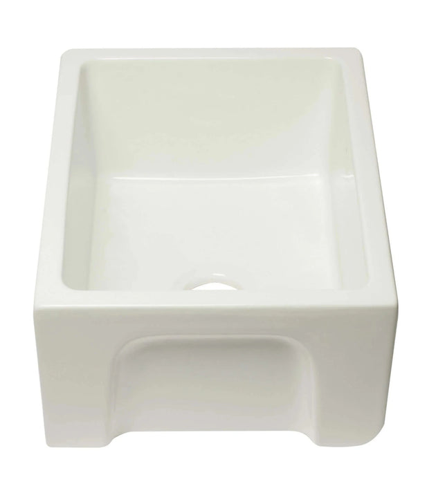 ALFI brand 24" Reversible Smooth / Fluted Single Bowl Fireclay Farm Sink AB2418HS