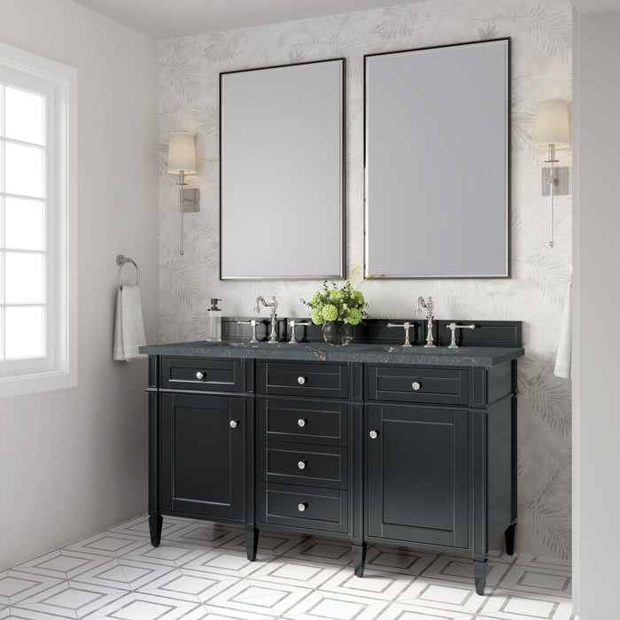 James Martin Brittany 60" Double Bathroom Vanity, Black Onyx