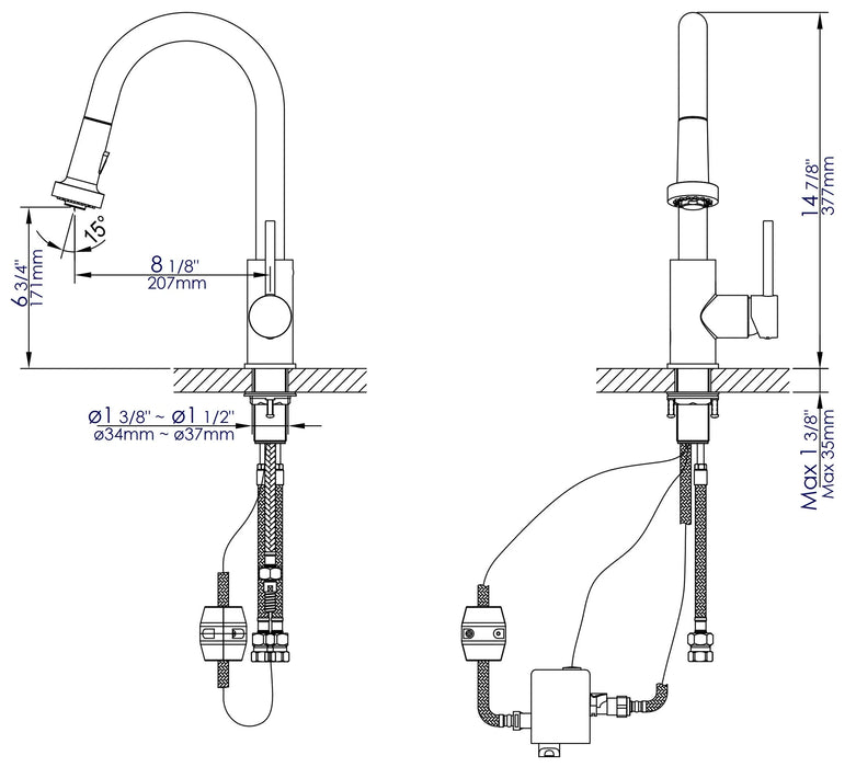 ALFI brand Sensor Gooseneck Pull Down Kitchen Faucet ABKF3262