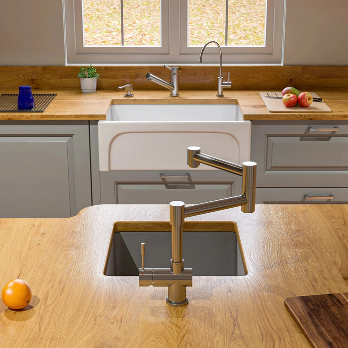 ALFI brand Modern Solid Stainless Steel Retractable Kitchen Faucet AB2038