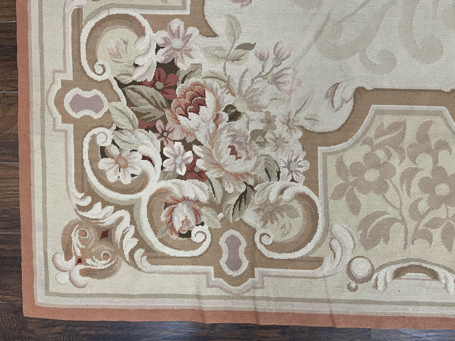 10x14 Aubusson Rug, Wool Handmade Vintage Carpet, French European Design, Elegant