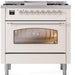 ILVE Nostalgie II 36" Dual Fuel Natural Gas Range, Antique White, Chrome Trim UP36FNMPAWC ILVE