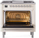 ILVE Nostalgie II 36" Dual Fuel Natural Gas Range, Antique White, Chrome Trim UP36FNMPAWC ILVE