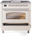 ILVE Nostalgie II 36" Dual Fuel Natural Gas Range, Antique White, Chrome Trim UP36FNMPAWC ILVE