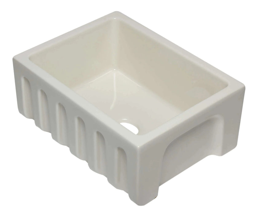 ALFI brand 24" Reversible Smooth / Fluted Single Bowl Fireclay Farm Sink AB2418HS