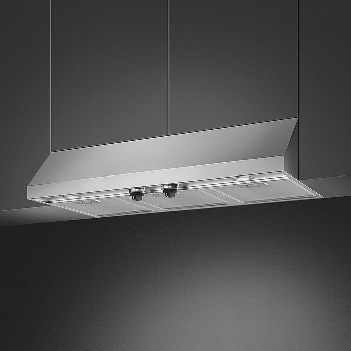 Smeg 36" Pro Style Under Cabinet Ducted Hood, 600 CFM, Halogen Lights, Aluminum Mesh Filters, Stainless Steel, KUC36X SMEG