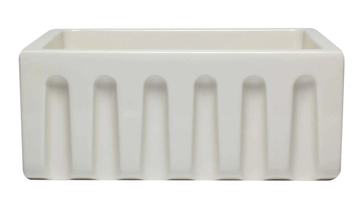 ALFI brand 24" Reversible Smooth / Fluted Single Bowl Fireclay Farm Sink AB2418HS