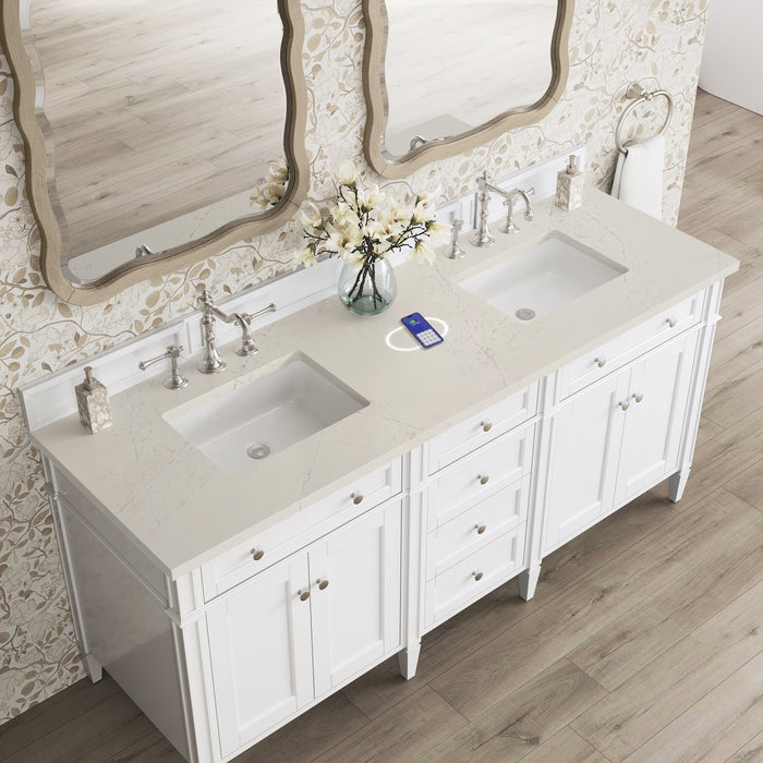 James Martin Brittany 72" Double Bathroom Vanity, Bright White