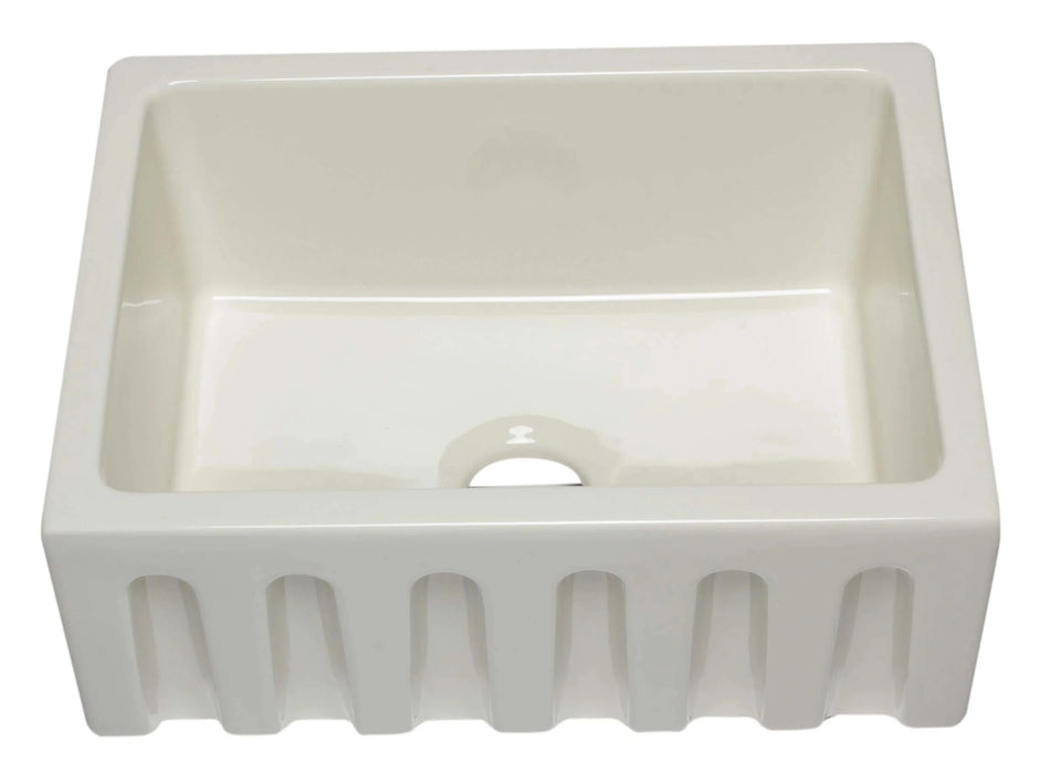 ALFI brand 24" Reversible Smooth / Fluted Single Bowl Fireclay Farm Sink AB2418HS