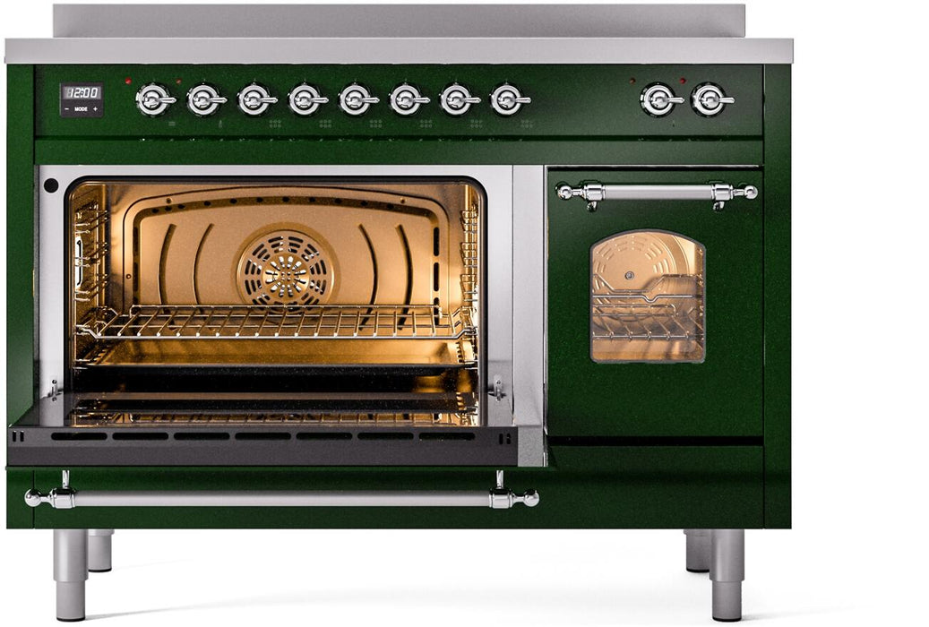 ILVE Nostalgie II 48" Electric Range, Emerald Green, Chrome Trim UPI486NMPEGC ILVE