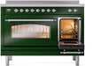 ILVE Nostalgie II 48" Electric Range, Emerald Green, Chrome Trim UPI486NMPEGC ILVE