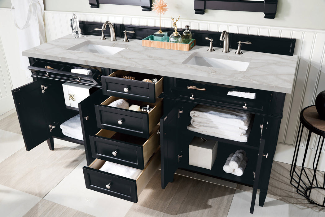 James Martin Brittany 72" Double Bathroom Vanity, Black Onyx