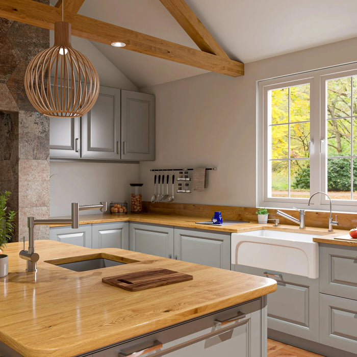 ALFI brand Modern Solid Stainless Steel Retractable Kitchen Faucet AB2038