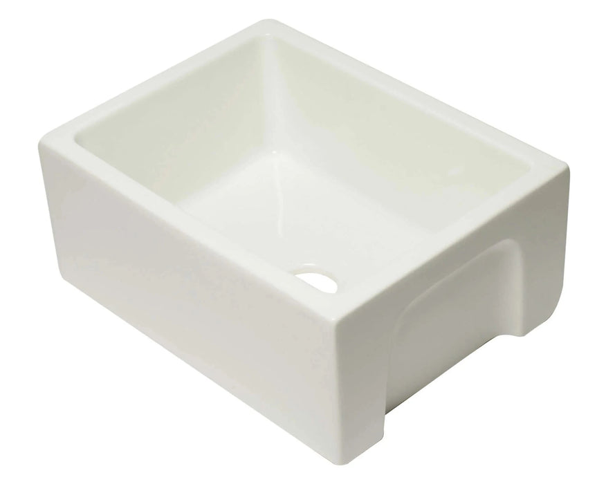 ALFI brand 24" Reversible Smooth / Fluted Single Bowl Fireclay Farm Sink AB2418HS
