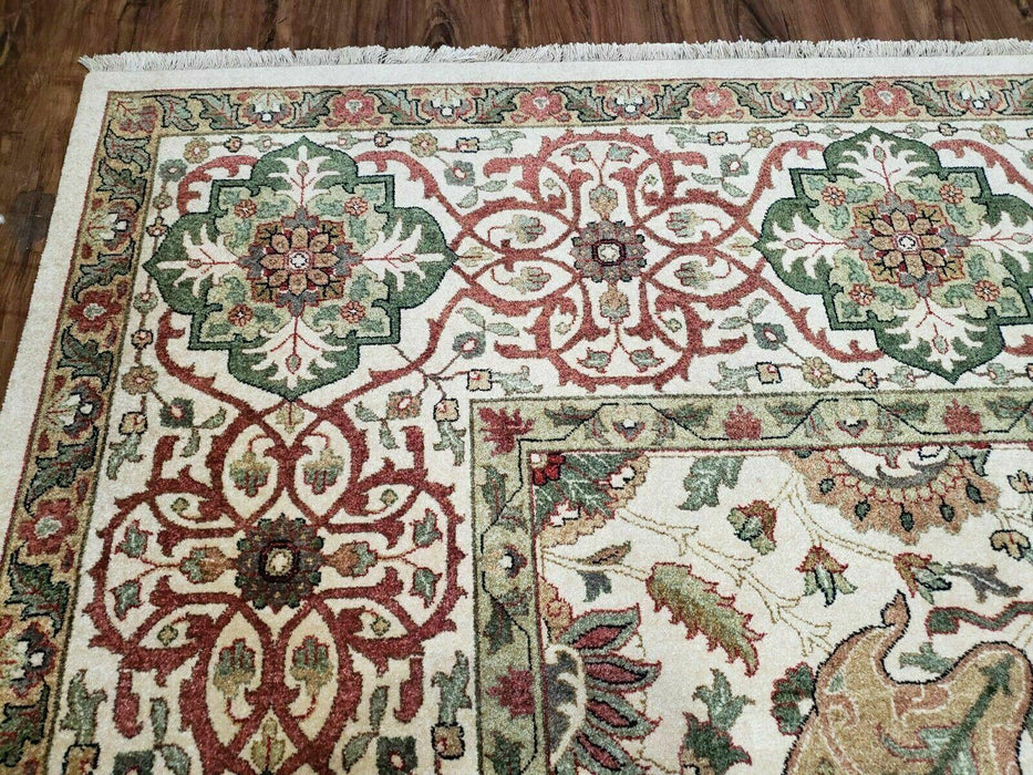 12' X 15' One-of-a-Kind Indian Hand-Knotted Wool Rug Hand Made Floral Ivory Nice
