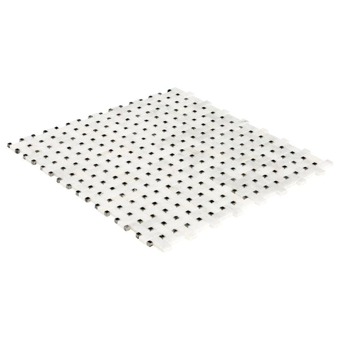 Carrara White-Toros Black Basketweave Mosaic Floor and Wall Tile - Livfloors Collection