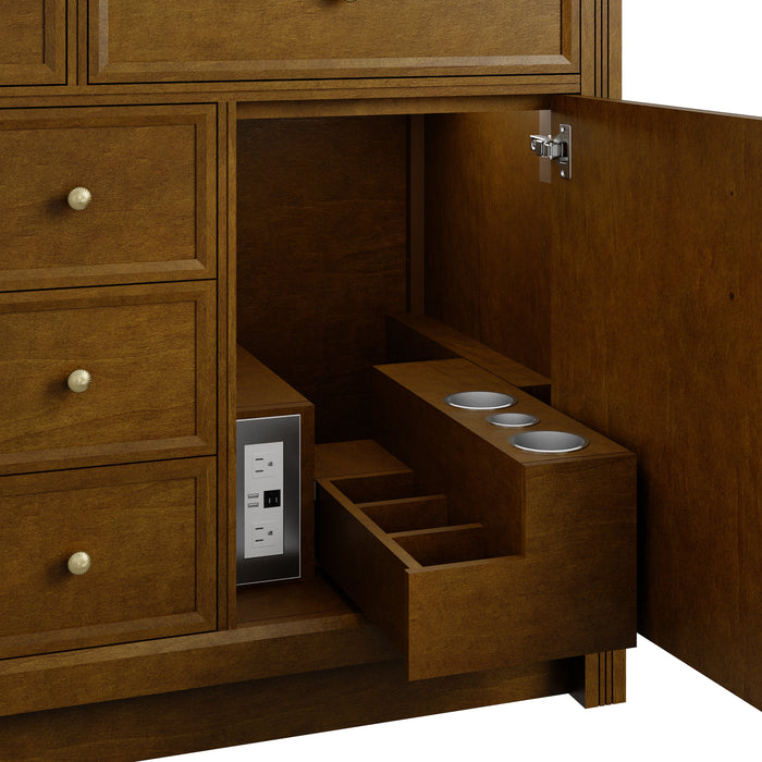 James Martin Bellshire 120" Single Bathroom Vanity, Honey Oak