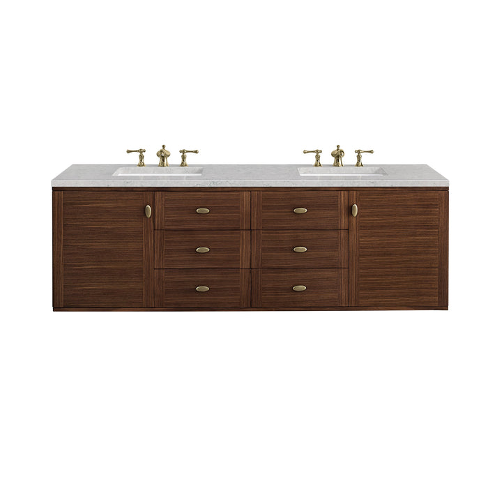 James Martin Amberly 72" Dual Mount Double Bathroom Vanity, Mid-Century Walnut