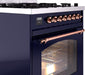 ILVE Nostalgie II 30" Dual Fuel Liquid Propane Range, Blue, Copper Trim UP30NMPMBPLP ILVE