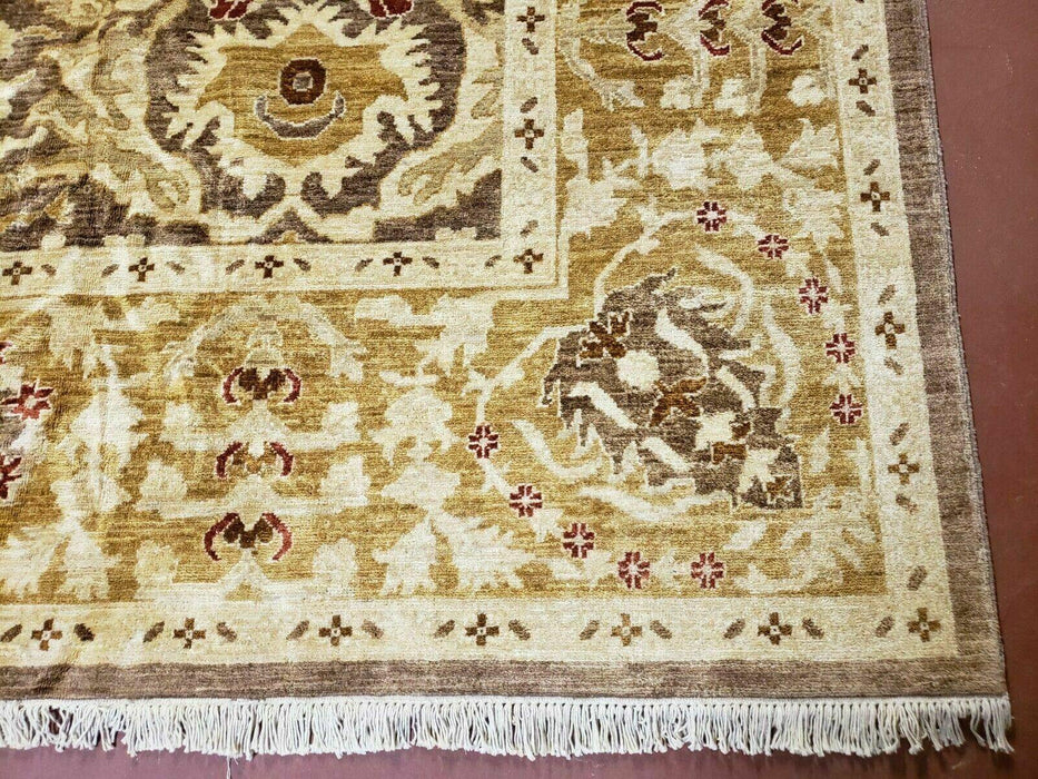 10' X 14' Handmade Pak Peshavar Chobi Agra Wool Carpet Coffee Brown Gold