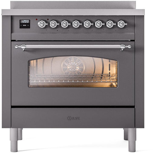 ILVE Nostalgie II 36 " Electric Range, Matte Graphite, Chrome Trim UPI366NMPMGC ILVE