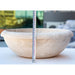 Beige travertine round drop-in sink NTRSTC03 D16 H6 side measure view