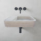 Beige Travertine Wall-Mount Bathroom Sink Hidden Drain 16x24