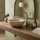 Beige Travertine Natural Stone Vessel Sink Honed and Filled  (D)16" (H)6"