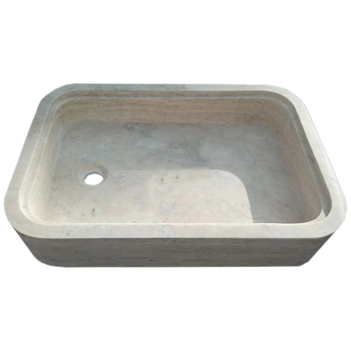 Beige Travertine Wall-Mount Bathroom Sink Hidden Drain 16x24