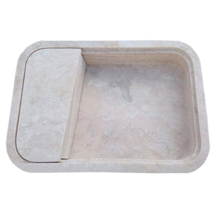 Beige Travertine Rectangular Wall-mount Bathroom Sink Hidden Drain NTRVS168