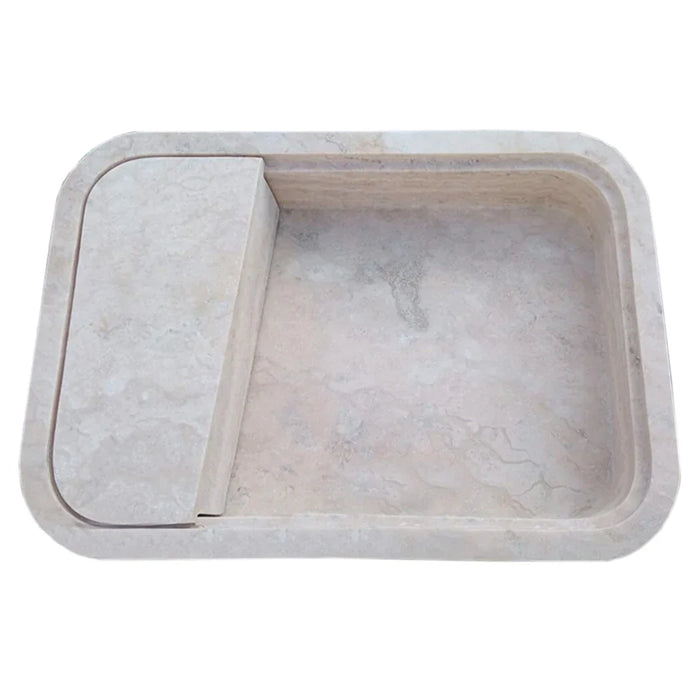 Beige Travertine Wall-Mount Bathroom Sink Hidden Drain 16x24