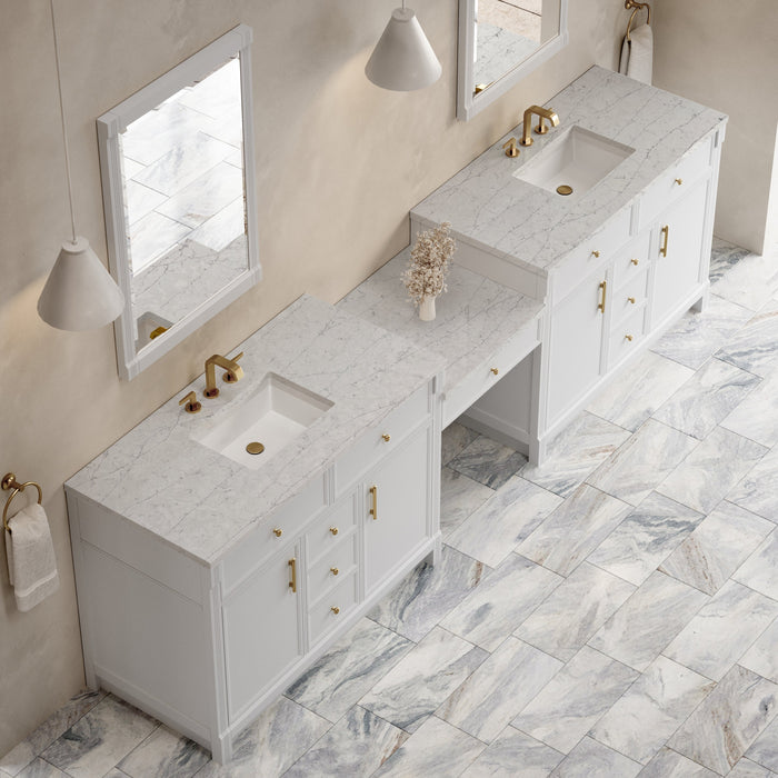 James Martin Bellshire 120" Double Bathroom Vanity, Bright White